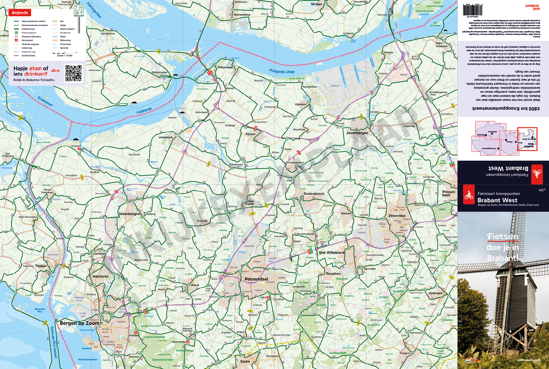 Inkijkexemplaar fietskaart knooppunten Brabant West