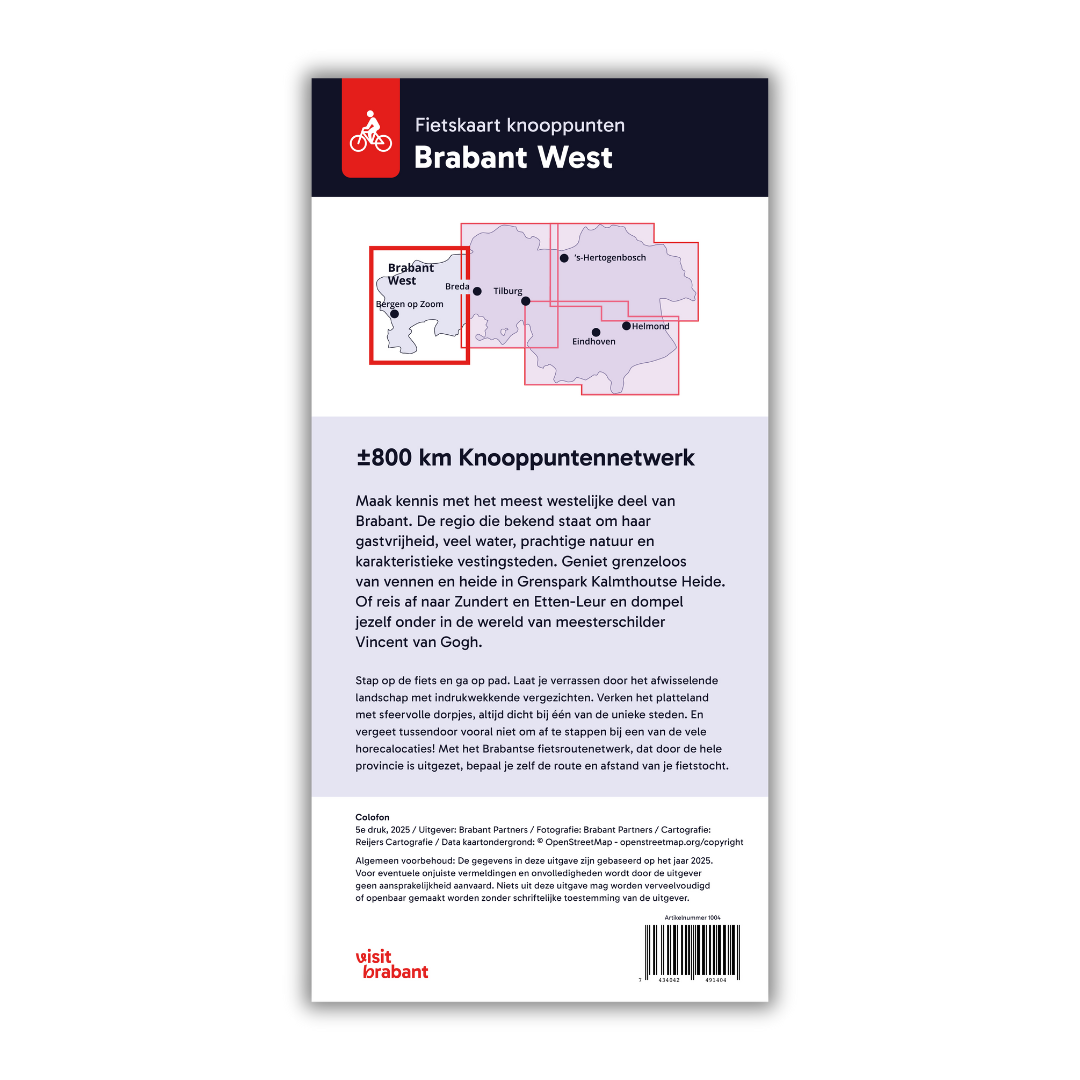 Achterkant fietskaart knooppunten Brabant West